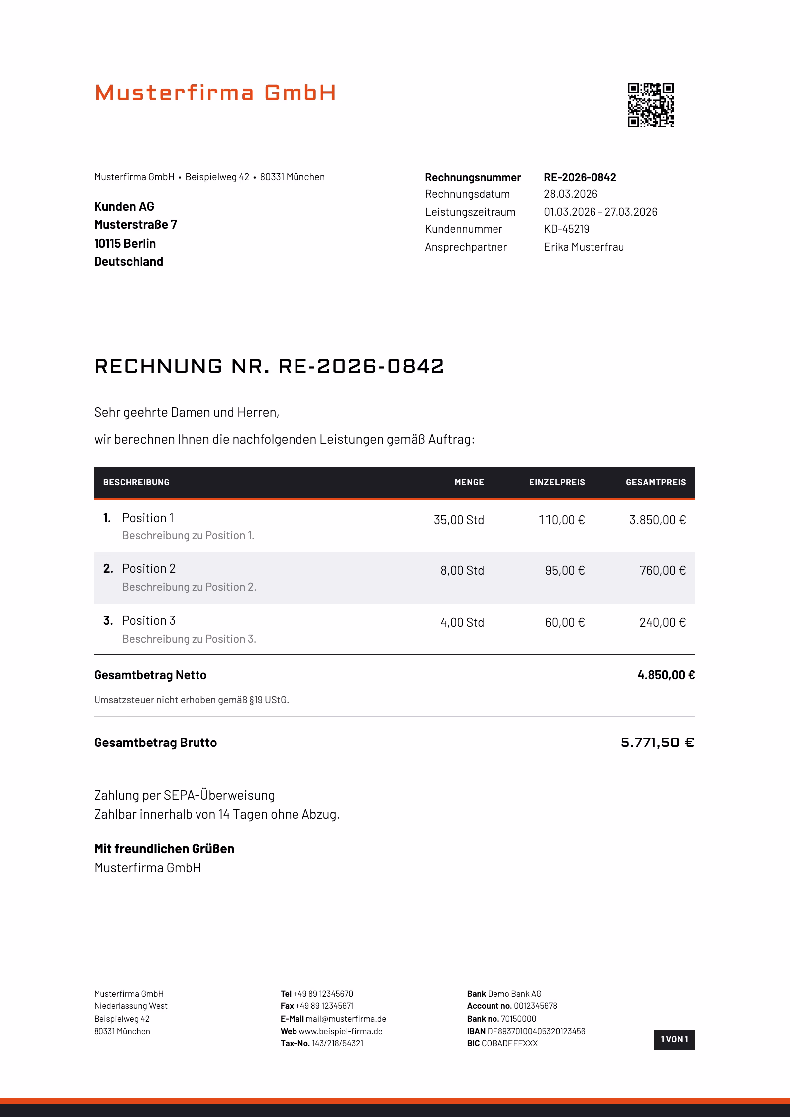 Workshop sevdesk Vorlage